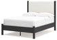 Cadmori Full Upholstered Panel Bed with Mirrored Dresser and 2 Nightstands