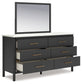 Cadmori Full Upholstered Panel Bed with Mirrored Dresser, Chest and Nightstand