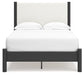 Cadmori Full Upholstered Panel Bed with Mirrored Dresser, Chest and Nightstand