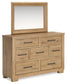 Galliden California King Panel Bed with Mirrored Dresser, Chest and 2 Nightstands