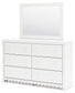 Mollviney Twin Panel Headboard with Mirrored Dresser, Chest and Nightstand