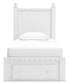Mollviney Twin Panel Storage Bed with Mirrored Dresser and 2 Nightstands