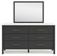 Cadmori King Upholstered Bed with Mirrored Dresser