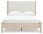 Cadmori Queen Upholstered Panel Bed with Mirrored Dresser and Nightstand