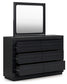 Londer Queen Panel Bed with Mirrored Dresser, Chest and Nightstand