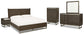 Arkenton Queen Panel Bed with Mirrored Dresser, Chest and Nightstand