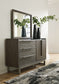 Arkenton California King Panel Bed with Mirrored Dresser