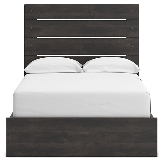 Hollivern Full Panel Bed with Storage with Mirrored Dresser and Nightstand