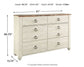 Willowton Six Drawer Dresser