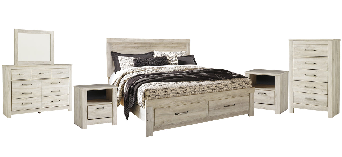 Bellaby  Platform Bed With 2 Storage Drawers With Mirrored Dresser, Chest And 2 Nightstands