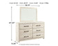 Cambeck Queen Panel Bed with 4 Storage Drawers with Mirrored Dresser