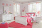 Anarasia Full Sleigh Headboard with Mirrored Dresser, Chest and 2 Nightstands