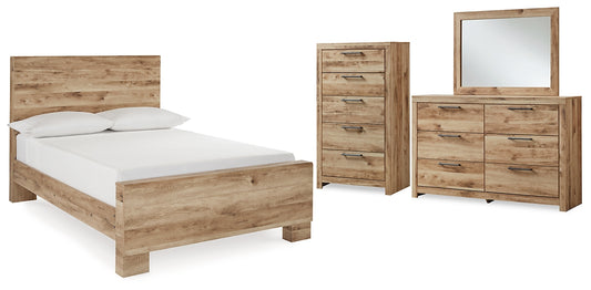 Hyanna Full Panel Bed with Mirrored Dresser and Chest